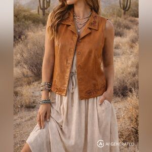 Vintage Saguaro leather vest (circa 1990s–early 2000s) size small